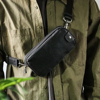 Кожаная нагрудная сумка AETOO, мужская повседневная мини-сумка-мессенджер на одно плечо, сумка для мобильного телефона, многофункциональный клатч из воловьей кожи первого слоя