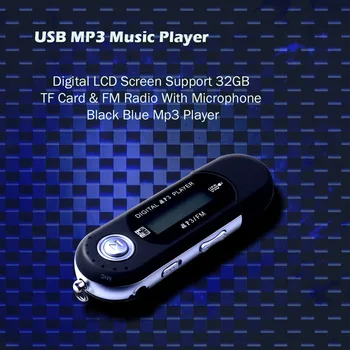 Мини USB MP3 Музыкальный Плеер Цифровой ЖК-экран Поддержка 32 ГБ TF-карты и FM-радио С Микрофоном Черный Синий Mp3-плеер