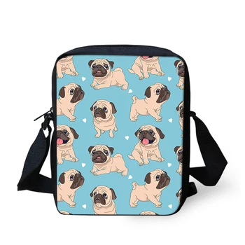 Модные Сумки через плечо с рисунком собаки-мопса 2021 Года, мини-сумка-Мессенджер Kawaii Для девочек, Женская сумка для путешествий, Кошельки для монет