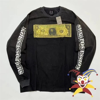 Винтажная футболка с надписью LS Graffiti Dollar Saint Michael, выстиранная для мужчин И женщин, футболка с дырками, топы, тройник