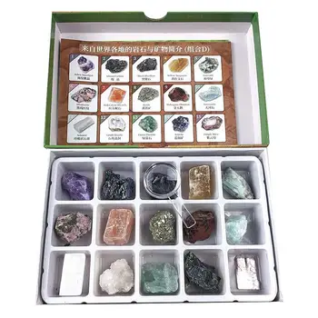 Образцы руды с натуральным кристаллом Коллекция горных пород Натуральный Кристаллический камень Смешанный кристаллический камень Минеральные игрушки Учебные материалы для детей