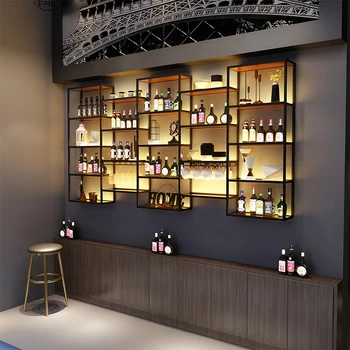 Современные винные стеллажи для Ликеров Настенный дисплей Роскошный Коммерческий Винный шкаф Ресторанная Витрина Porte Bouteille Аксессуары для бара