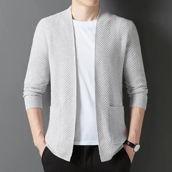 2023 Высококачественный Новый Мужской Корейский бренд, Дизайнерский модный вязаный кардиган с V-образным вырезом, свитер, Повседневные пальто, куртка