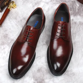 Бордовые, черные мужские модельные туфли-оксфорды, деловая мода, Свадебная официальная обувь ручной работы, Дизайнерская мужская обувь из натуральной кожи, оригинал