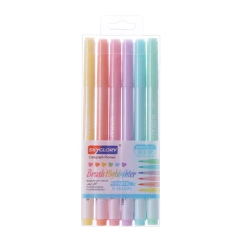 Набор маркеров для хайлайтера 6 цветов, мягкая кисть, маркеры, ручка, эстетическая кисть