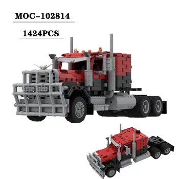 Строительный Блок MOC-102814 Для тяжелых грузовиков с Прицепом в Сборе и модель Сборки 1424 шт., игрушка в Подарок на День Рождения для взрослых и Детей