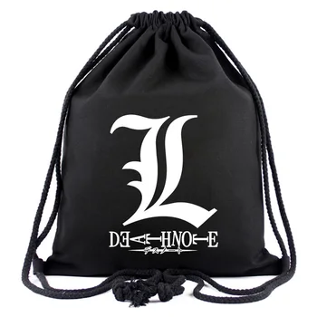 Аниме Death Note L.Lawliet Mark Сумка на шнурке Повседневный дорожный рюкзак для мужчин и женщин, сумка для аксессуаров для косплея
