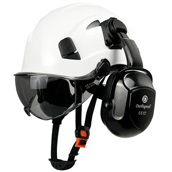 Защитный шлем для строительства CE С Защитными очками для инженера, Козырек С наушником, каска из АБС-пластика, Рабочая кепка ANSI для промышленной защиты головы