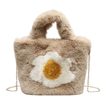 Дизайн сумки из искусственного меха, женская мягкая теплая пушистая плюшевая сумка через плечо, модная сумка-мессенджер с цепочкой, женский кошелек, сумочка