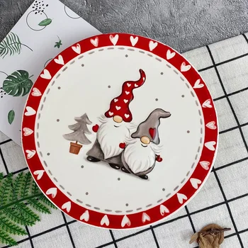 Круглая рождественская тарелка керамическая рельефная мелкая тарелка бытовая посуда маленькое блюдо креативная тарелка для украшения раннего послеобеденного чая