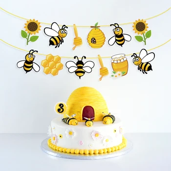Желтая медоносная пчела, весенние украшения для вечеринки в честь дня рождения ребенка, настенный баннер с овсянкой, детский день рождения, подсолнух, праздничные принадлежности