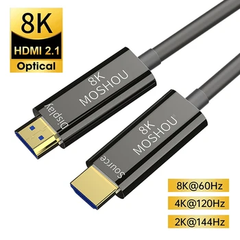 MOSHOU 8K HDMI 2.1 Оптоволоконный кабель eARC HDR 8K @ 60Hz 4K @ 120Hz Мягкий Кабель с ТПУ-покрытием для Xbox PS5 Samsung QLED TV Усилитель