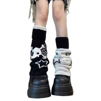 MXMA, Женские носки со Звездным Черепом, Вязаный чехол для ног, Носки в готическом стиле в стиле панк, Мешковатые Уличные Гетры
