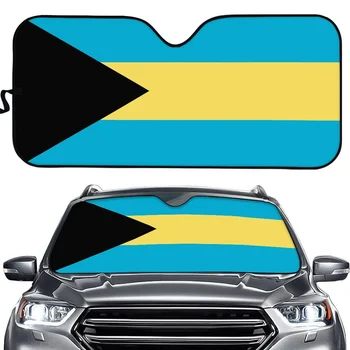 Автомобильный солнцезащитный козырек с принтом флага Багамских островов, защита от ультрафиолета, Автоаксессуары, Универсальные чехлы на лобовое стекло, Складывающиеся, подходит для большинства автомобилей, солнцезащитный козырек