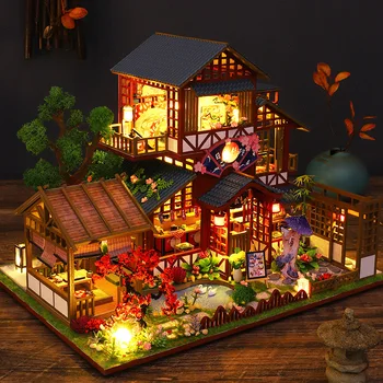 Новая вилла в японском стиле, кукольный дом своими руками, Ретро-конструкция, Кукольный дом, Деревянная мебель, Дом, игрушки ручной работы, Рождественский подарок