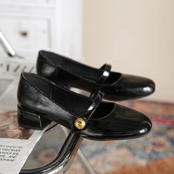 Элегантная женская обувь на низком каблуке Mary Janes, Винтажная женская обувь из черной искусственной кожи, весна-осень, туфли-лодочки в стиле Лолиты, Новинка 2023 года