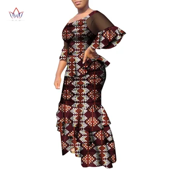 Комплект из эластичной юбки в африканском стиле для женщин, комплект из 2 предметов, женские топы с коротким рукавом и комплект из юбки с африканским принтом, многослойный Wy9244
