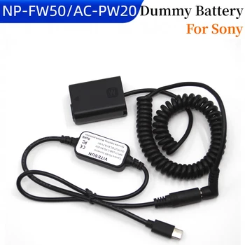 Штекер постоянного тока, USB-кабель Type C + NP-FW50, Фиктивный Аккумулятор для Sony ZV-E10 A5100 A3500 A6000 A6300 A7000 A6500 A7II A7 RX10III NEX-F3