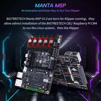 Manta M5P V1.0 32-Битная плата управления Поддерживает 5 Шаговых драйверов TMC2209 TMC5160, работающих для системы Klipper 3D принтер Accs