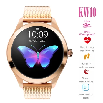 2019 KW10 Bluetooth Смарт-часы женские IP68 Водонепроницаемый Монитор сердечного ритма Для Android IOS Фитнес-браслет 1,04 дюймов цветной экран