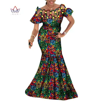 Женские платья BintaRealWax Africa, воротник из хлопчатобумажной ткани, Африканский принт, Восковая одежда, Сексуальное платье больших размеров для женщин, WY10161