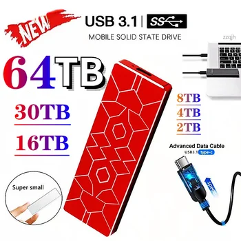 Портативный SSD-накопитель 1 ТБ Твердотельный жесткий диск 2 ТБ Жесткие диски Внешний Высокоскоростной USB 3,1 500 ГБ Мобильный Накопитель Decives для Ноутбуков PS5