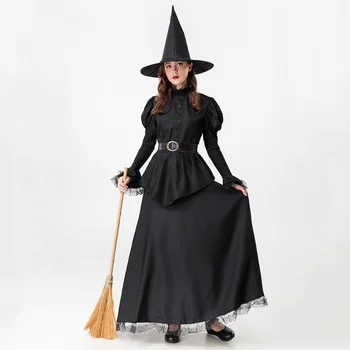 Новейший костюм ведьмы для женщин на Хэллоуин, карнавальные забавные костюмы для косплея, большие размеры
