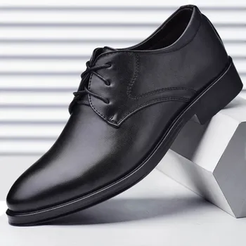 Мужская обувь больших размеров, Официальная черная кожаная обувь для мужчин, Оксфорды на шнуровке для мужчин, свадебная вечеринка, Офисная деловая повседневная обувь для мужчин