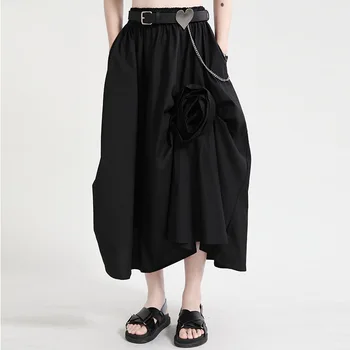 Летняя мода 2023 Года, Роскошная Дизайнерская Длинная Хлопковая юбка с объемным цветочным бутоном, Женская