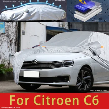 Для Citroen C6 подходят для наружной защиты, полные автомобильные чехлы, снежный покров, солнцезащитный козырек, водонепроницаемые пылезащитные внешние автомобильные аксессуары