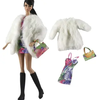 Модный белый меховой комплект одежды для куклы Barbie Blyth 1/6 30 см MH CD FR SD Kurhn BJD, Аксессуары для одежды