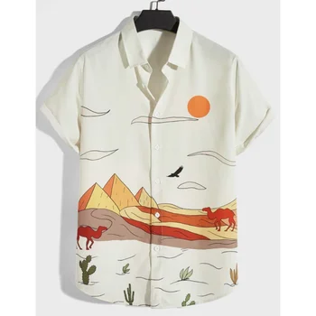 Sunrise Мужская рубашка Повседневная Модная Гавайская рубашка С коротким рукавом Простая 3d рубашка для мужчин на пуговицах Пляжная повседневная мужская одежда Лето