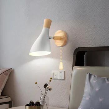Nordic E27 светодиодный настенный светильник из дерева с выключателем и вилкой EU US 160 см, бра, светильник для дома, прикроватная тумбочка, украшение для спальни, гостиной
