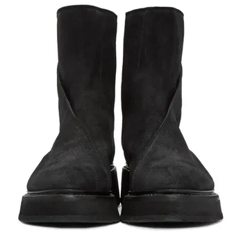 Супер теплые мужские Плюшевые зимние ботинки из натуральной кожи высокого класса, модные зимние ботинки для верховой езды, Повседневная черная обувь для зрелых Мужчин, США 6-10