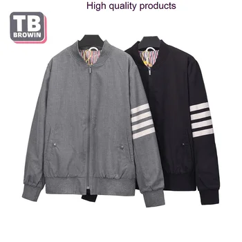 BROWIN TB Мужская весенняя верхняя одежда в полоску с длинными рукавами и воротником-стойкой, Ветрозащитная Повседневная женская куртка корейского дизайна