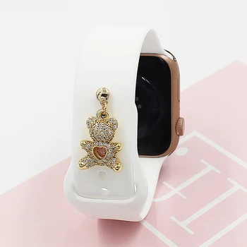 Для Apple Watch Ремешок, кольцо, металлические подвески, Декоративный бриллиантовый орнамент, Смарт-часы, силиконовый ремешок для браслета iwatch, Аксессуары