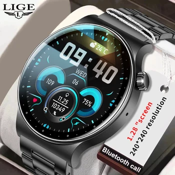 Смарт-часы LIGE Для Мужчин И Женщин, Голосовой Ассистент, Часы с Bluetooth-Вызовом, Водонепроницаемые Спортивные Часы для мониторинга здоровья, Умные Часы Reloj Hombre