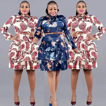 2022 Африканские платья для женщин, Весна-лето, Африканские женщины, Полиэстер с длинным рукавом и принтом, Большие размеры, платье длиной до колен 2XL-6XL