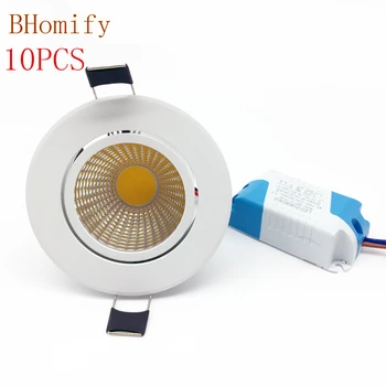 Светодиодный точечный светильник COB Light 3 Вт 5 Вт 7 Вт 12 Вт с регулируемой яркостью AC110V/220 В AV85-265V потолочные встраиваемые Светильники для помещений