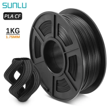 SUNLU PLA Нить из углеродного волокна Жесткая для 3D-принтера 1 Рулон 1 кг Черная Текстура Аналогичного металла Точность размеров +/-0,02 мм