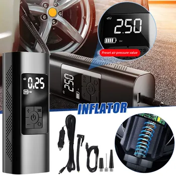 Portable Car Air Pump With LCD Display Rechargeable Electric Tire Inflator компрессор автомобильный compresor portátil para auto