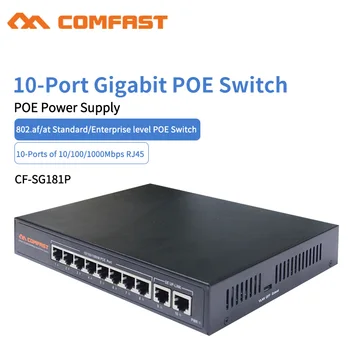 Comfast SG181P 10-портовый Гигабитный сетевой коммутатор POE Гигабитный коммутатор ethernet 10 *10/100/1000 Мбит/с RJ45Port 1000M 802.11af/at Коммутатор