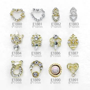 10 шт./лот, 3D подвески для Дизайна ногтей в форме сердца из сплава, Золото/Серебро, полый лисий горный хрусталь, драгоценные камни в стиле барокко, роскошные украшения для ногтей 