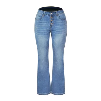 Женские повседневные джинсы-клеш с эластичной отделкой