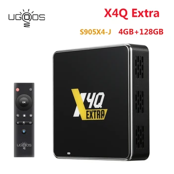 Ugoos X4Q Дополнительный смарт-ТВ-бокс Android 11 4 ГБ 128 ГБ DDR4 Amlogic S905X4-J WiFi BT5.0 1000M 4K Телеприставка