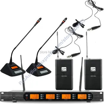 MICWL Audio Classic 400-канальный цифровой беспроводной 2 Настольных конференц-зала 2 Петличных лацкана с клипсой для караоке-микрофона Микрофонная система