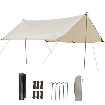 Брезентовая палатка для кемпинга на открытом воздухе с серебристым покрытием, солнцезащитный крем и непромокаемый козырек, Ультралегкое портативное снаряжение для пикника