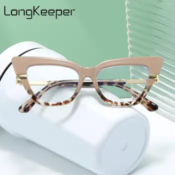 LongKeeper Модные женские Оптические очки с защитой от синего света, блокирующие кошачий глаз, Компьютерные очки, Ретро очки для дам