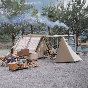 Водонепроницаемая хлопчатобумажная палатка Bushcraft, Навес для кемпинга, Пляжная треугольная палатка, укрытие для сада Toldo