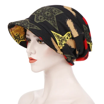 Новая модная женская шляпа с принтом, повседневная индийская шляпа с косами, Мусульманская шляпа с рюшами, шапка для химиотерапии при раке, шапочка, шарф, Тюрбан, повязка на голову